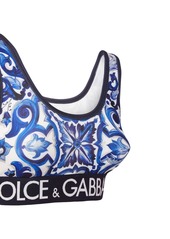 Dolce & Gabbana Printed Jersey Crop Top W/ Logo Band