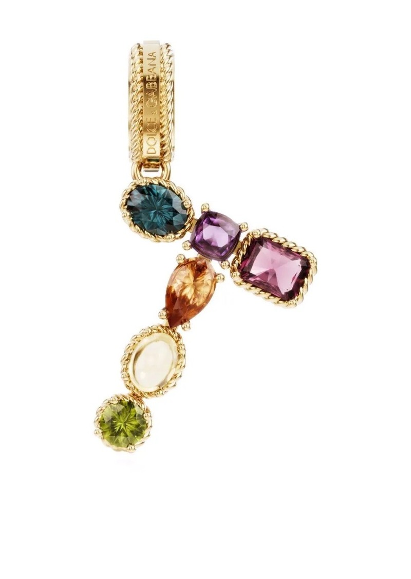 Dolce & Gabbana Rainbow Alphabet T 18kt yellow gold multi-stone pendant