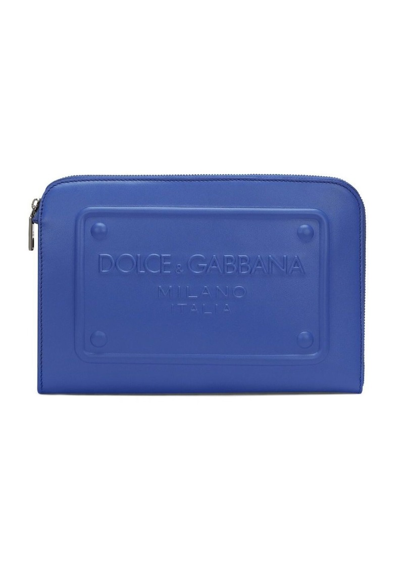 Dolce & Gabbana raised-logo leather clutch