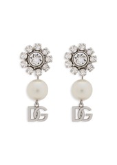 Dolce & Gabbana rhinestone and pearl logo earrings