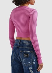 Dolce & Gabbana Rib Knit Silk Crop Sweater