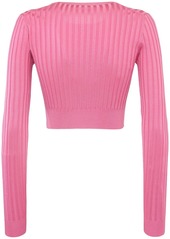 Dolce & Gabbana Rib Knit Silk Crop Sweater
