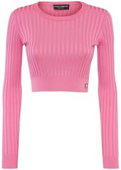 Dolce & Gabbana Rib Knit Silk Crop Sweater