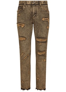 Dolce & Gabbana ripped-detail acid-wash jeans