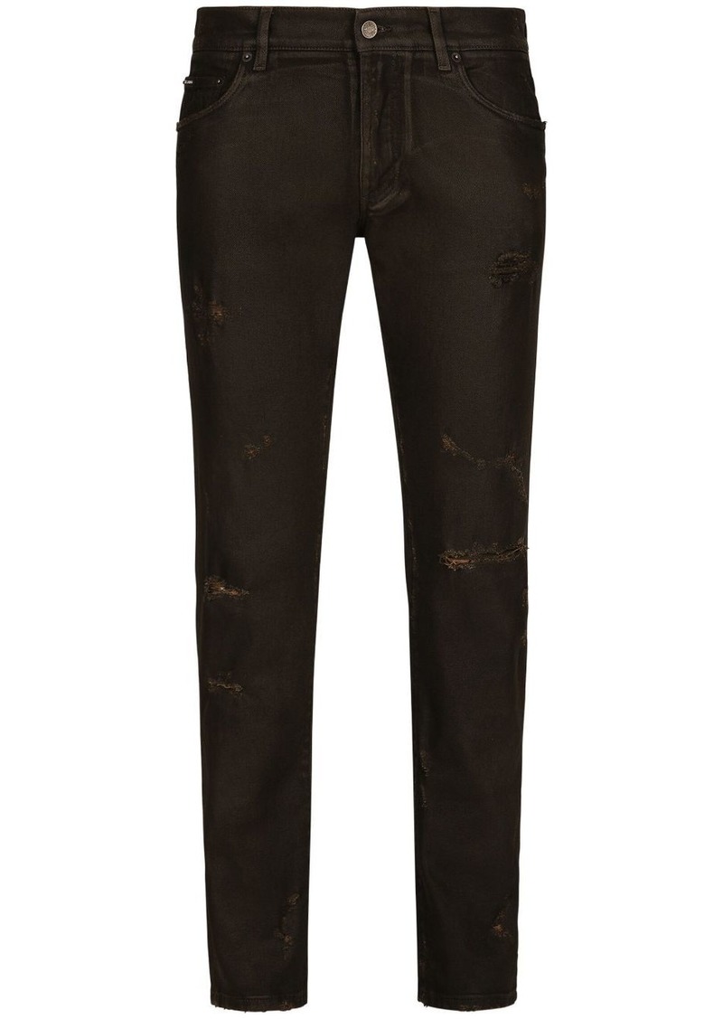 Dolce & Gabbana ripped-detailing slim-fit jeans