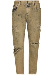 Dolce & Gabbana ripped slim-fit jeans