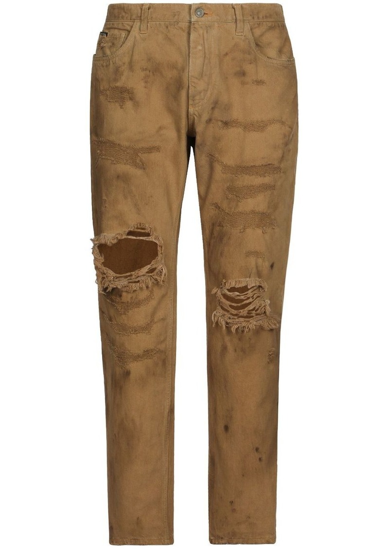 Dolce & Gabbana ripped slim-fit jeans