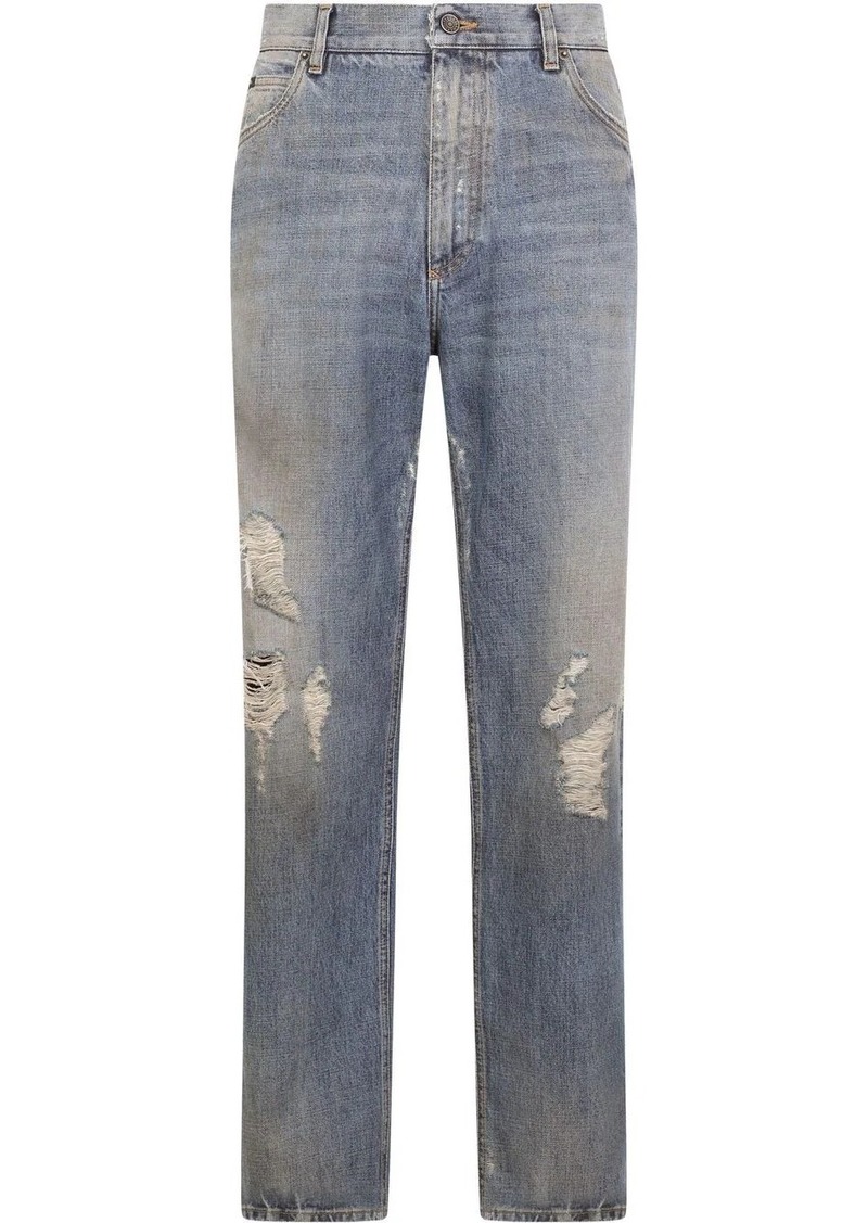 Dolce & Gabbana ripped wide-leg jeans