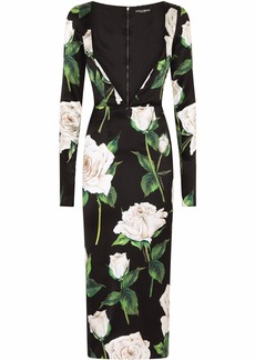Dolce & Gabbana rose print cut-out midi dress