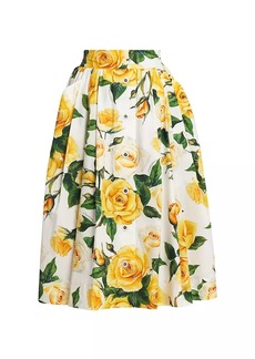 Dolce & Gabbana Rose Print Pleated Midi-Skirt