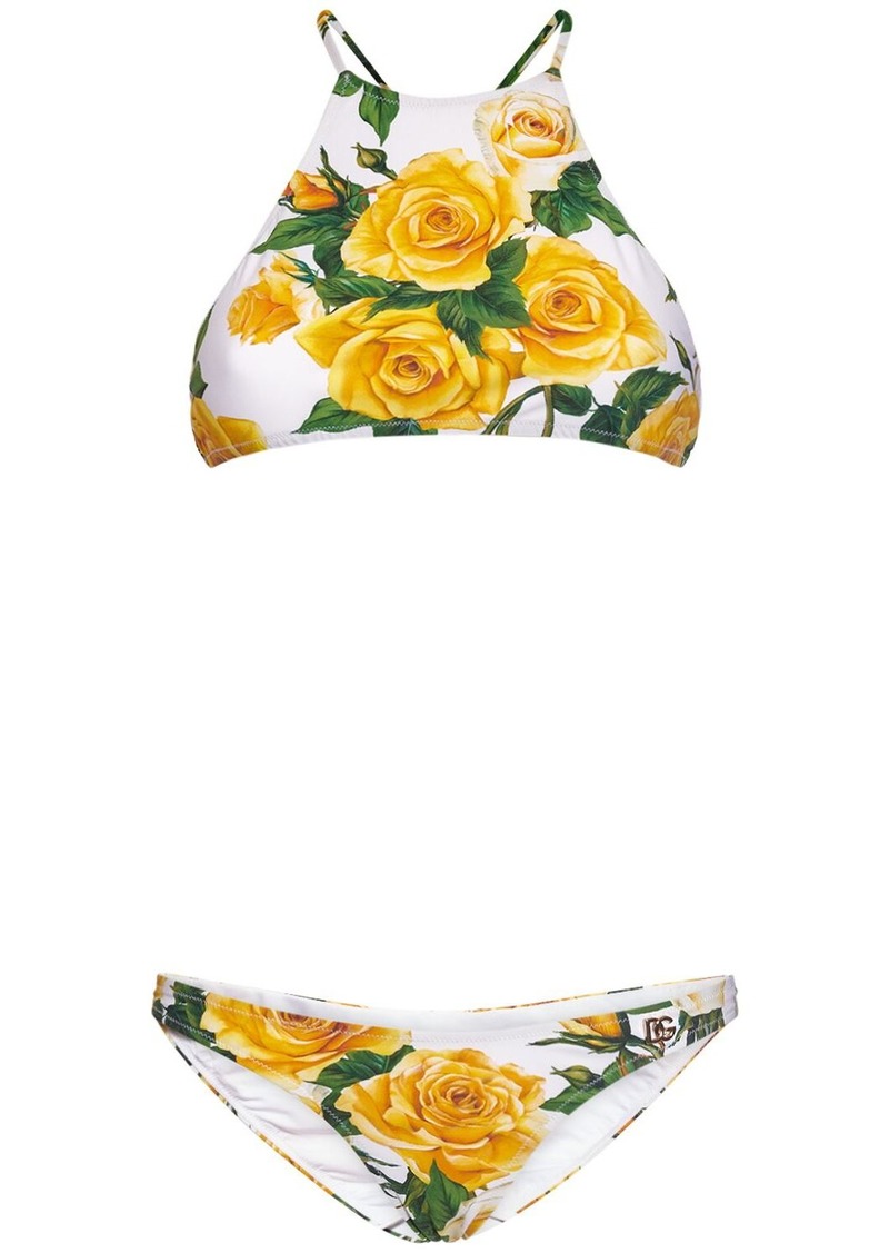 Dolce & Gabbana Rose Printed Jersey Bikini