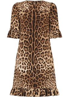 Dolce & Gabbana leopard-print ruffle-trim minidress