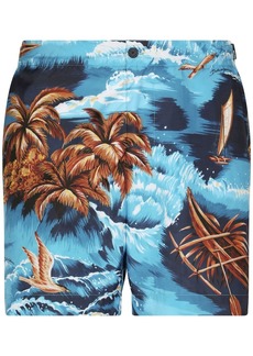 Dolce & Gabbana sea-print buttoned swim shorts