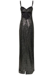 Dolce & Gabbana Sequined Heart Neck Long Dress