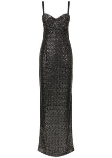 Dolce & Gabbana Sequined Heart Neck Long Dress