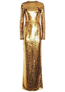 Dolce & Gabbana Sequined Long Sleeves Maxi Dress