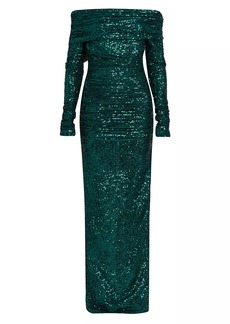 Dolce & Gabbana Sequined Off-the-Shoulder Column Gown