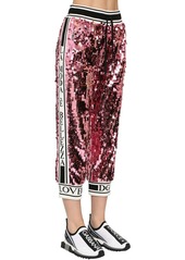 Dolce & Gabbana Sequined Sweatpants W/ Knit Side Bands