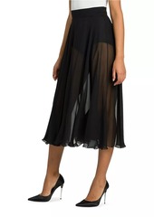Dolce & Gabbana Sheer Chiffon Silk Pleated Midi-Skirt