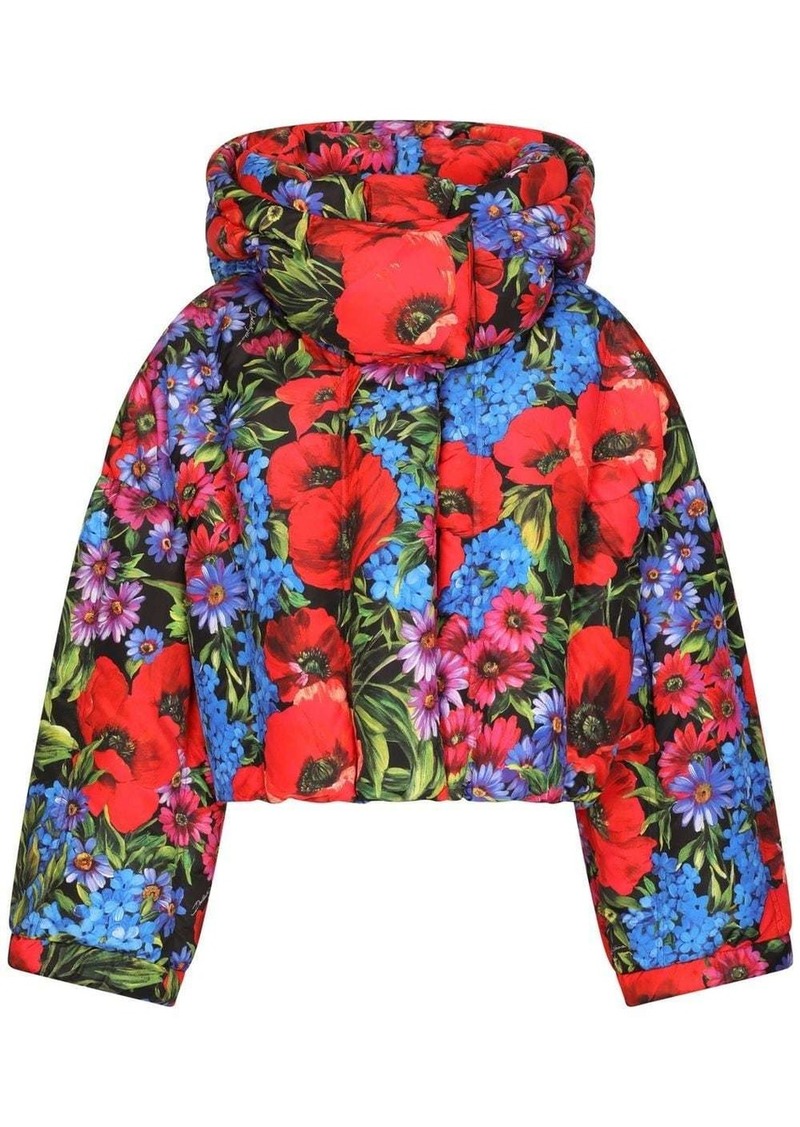 Dolce & Gabbana short floral-print down jacket