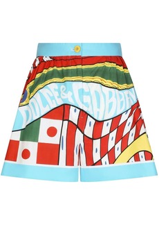 Majolica-Print Cotton Shorts