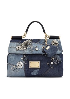 Dolce & Gabbana medium Sicily Soft patchwork-denim top-handle bag