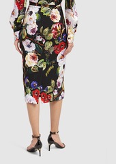 Dolce & Gabbana Silk Blend Charmeuse Printed Midi Skirt