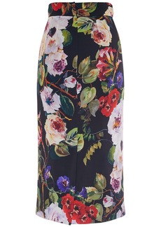 Dolce & Gabbana Silk Blend Charmeuse Printed Midi Skirt