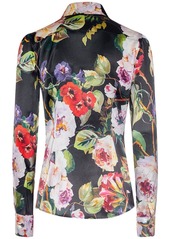 Dolce & Gabbana Silk Blend Satin Flower Printed Shirt