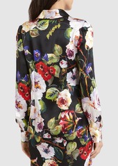 Dolce & Gabbana Silk Blend Satin Flower Printed Shirt
