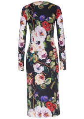 Dolce & Gabbana Silk Charmeuse Flower Print Midi Dress