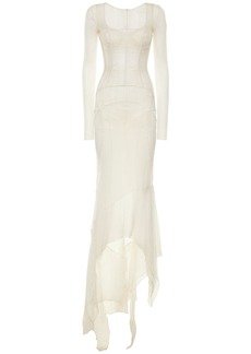 Dolce & Gabbana Silk Chiffon Long Corset Dress