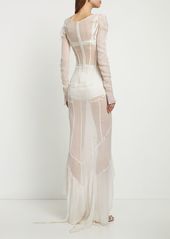 Dolce & Gabbana Silk Chiffon Long Corset Dress