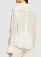 Dolce & Gabbana Silk Blend Ruffled Collar Shirt