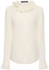 Dolce & Gabbana Silk Blend Ruffled Collar Shirt