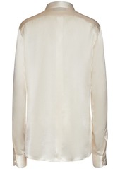 Dolce & Gabbana Silk Satin Shirt W/plastron Detail