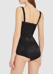 Dolce & Gabbana Silk Satin Stretch Bodysuit W/lace