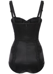 Dolce & Gabbana Silk Satin Stretch Bodysuit W/lace