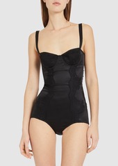 Dolce & Gabbana Silk Satin Stretch Bodysuit W/lace