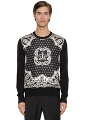 Dolce & Gabbana Silk Twill & Virgin Wool Knit Sweater