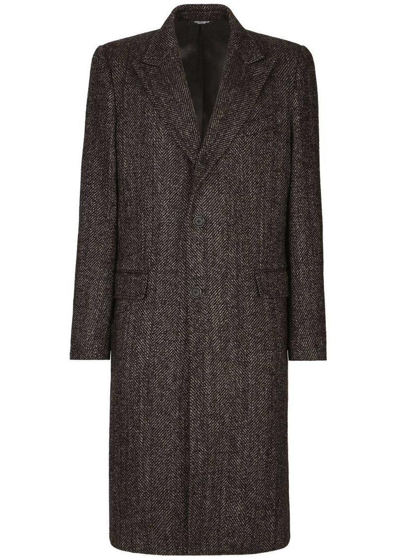 Dolce & Gabbana single-breasted herringbone coat