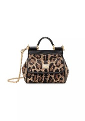 Dolce & Gabbana Small East To West Crystal-Embellished Leopard Top-Handle Bag