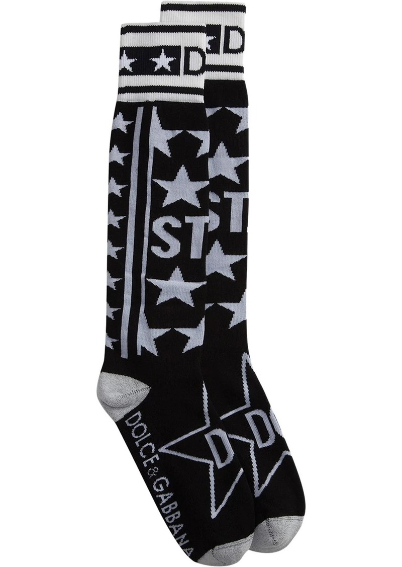 star-intarsia logo socks
