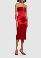 Dolce & Gabbana Stretch Satin Corset Midi Dress