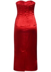 Dolce & Gabbana Stretch Satin Corset Midi Dress