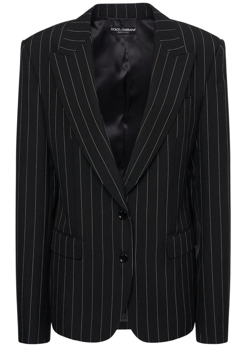 Dolce & Gabbana Striped Wool Single Breasted Blazer