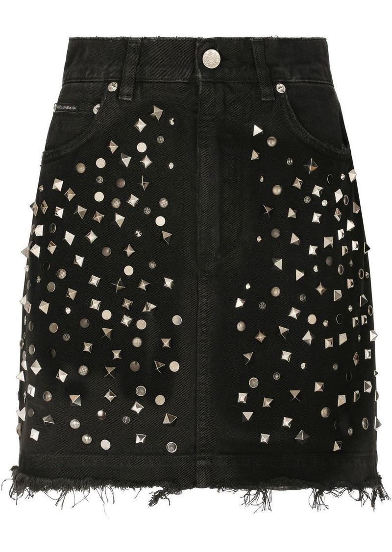 Dolce & Gabbana studded denim miniskirt