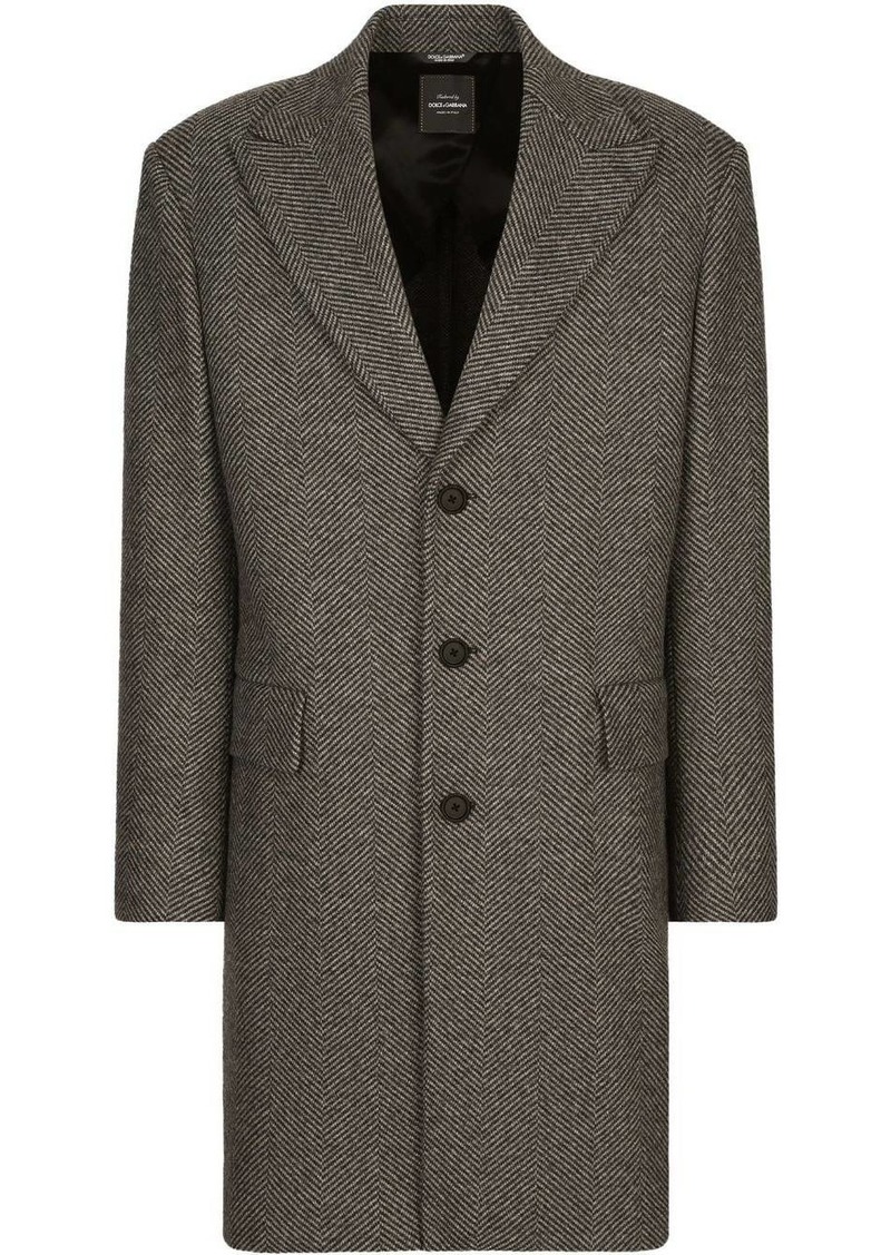 Dolce & Gabbana herringbone-pattern single-breasted coat