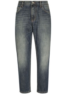 Dolce & Gabbana logo-appliqué tapered-leg jeans