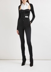 Dolce & Gabbana Long Sleeve Cropped Satin Bustier Top